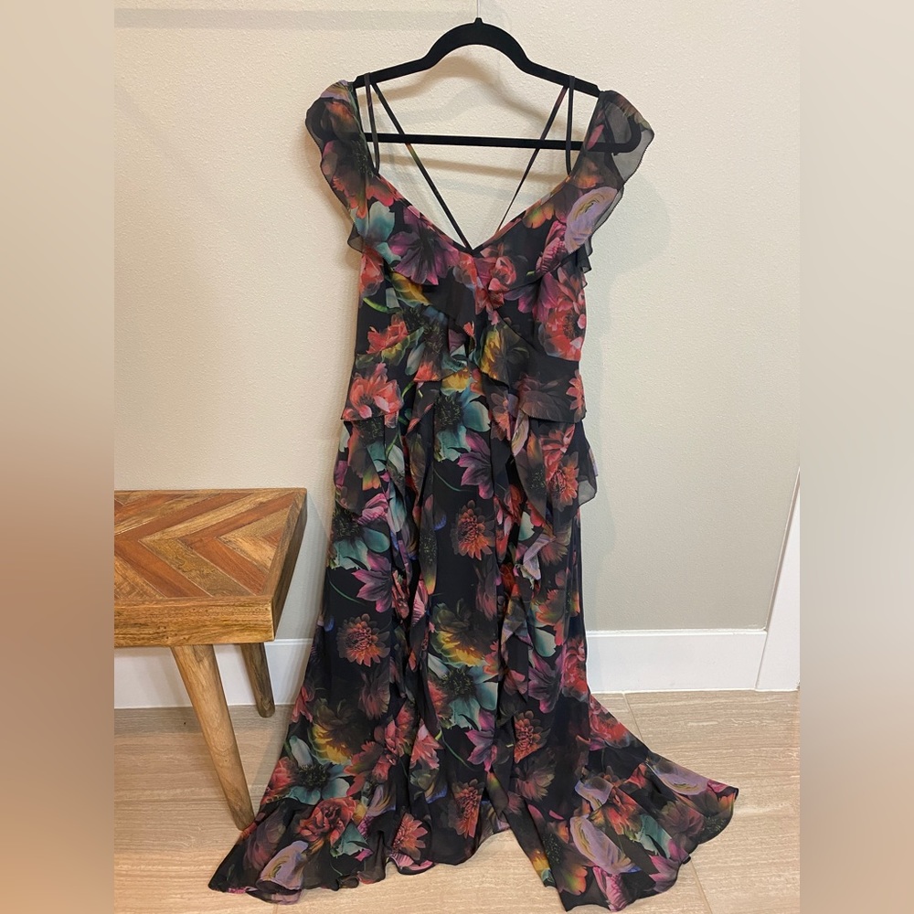 All Saints Floral Fali Ahiahi Midi Dress